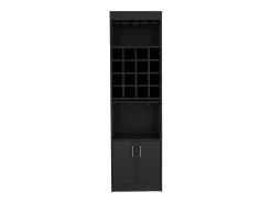Armário bar Kava Beijing com mesa extensível, 180.59 cm X 50.8 cm X 33.78 cm , Preto