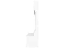 Armário branco com 2 portas e 4 ganchos, em aglomerado, estilo minimalista.