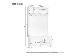 Armário branco com 2 portas e 4 ganchos, em aglomerado, estilo minimalista.