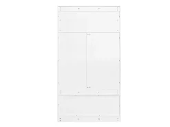 Armário branco com 2 portas e 4 ganchos, em aglomerado, estilo minimalista.