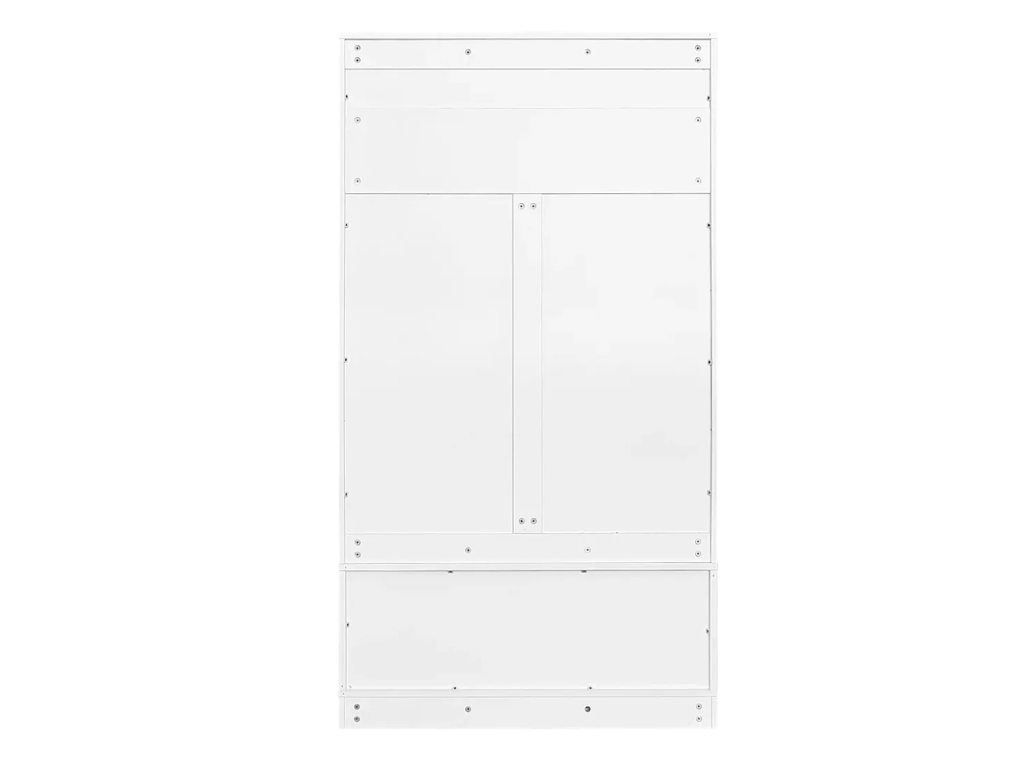 Armário branco com 2 portas e 4 ganchos, em aglomerado, estilo minimalista.