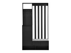 Armário com 3 gavetas, 1 porta e sapateira - 100 x 35 x 180 cm - MDF - Preto