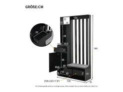 Armário com 3 gavetas, 1 porta e sapateira - 100 x 35 x 180 cm - MDF - Preto