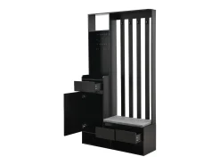 Armário com 3 gavetas, 1 porta e sapateira - 100 x 35 x 180 cm - MDF - Preto