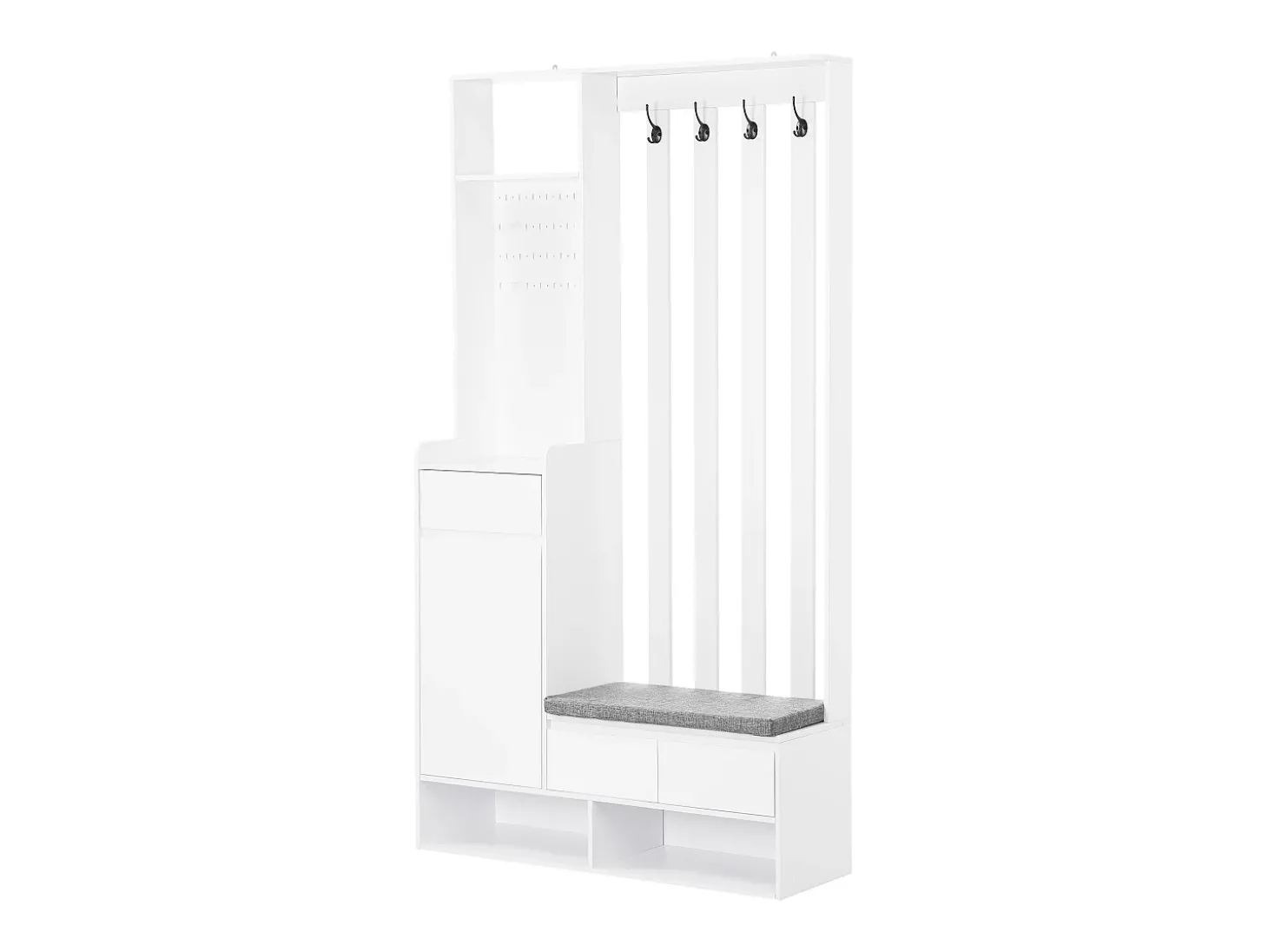 Armário com 3 gavetas, 1 porta e sapateira - 100 x 35 x 180 cm - MDF - Branco