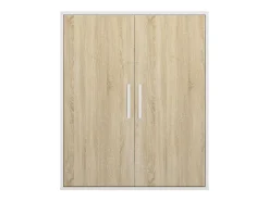 Armário com inclinação 2 portas cor branca e natural - ADEZIO