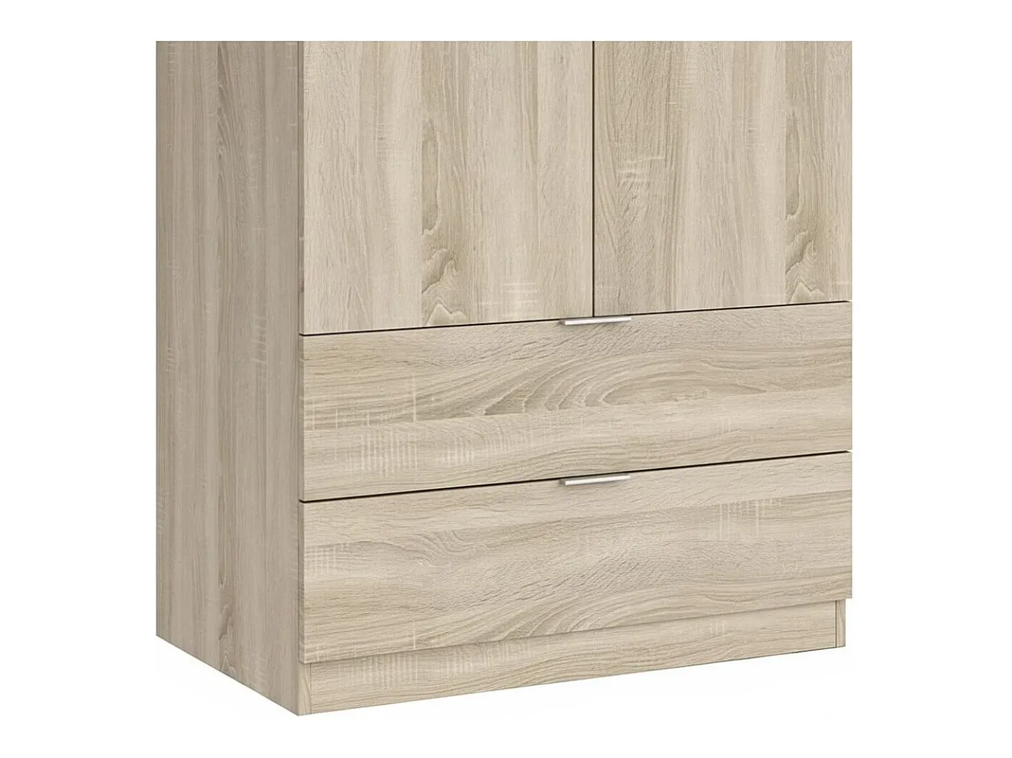 Armário Darest, Armário de quarto com 2 portas e 2 gavetas, Móveis de quarto com barra suspensa, 81x52h180 cm, Carvalho