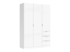 Armário Ddermak, guarda-roupa de quarto com 3 portas e 3 gavetas, armário com 3 prateleiras e varão, 135x52h200 cm, Branco