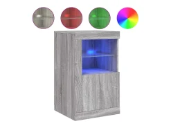 Armário de apoio c/ luzes LED derivados madeira cinzento sonoma