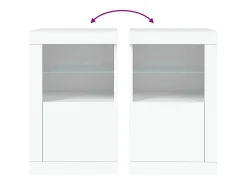 Armário de apoio com luzes LED derivados de madeira branco
