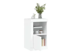 Armário de apoio com luzes LED derivados de madeira branco