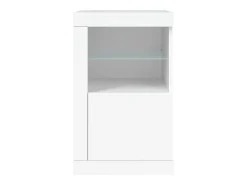 Armário de apoio com luzes LED derivados de madeira branco