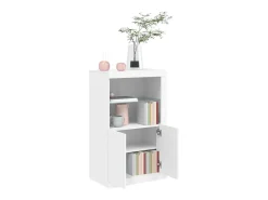 Armário de apoio com luzes LED derivados de madeira branco