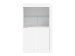Armário de apoio com luzes LED derivados de madeira branco