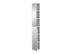 Armário de armazenamento BODITE – 2 portas com espelhos – Branco laqueado – Elegância e funcionalidade
