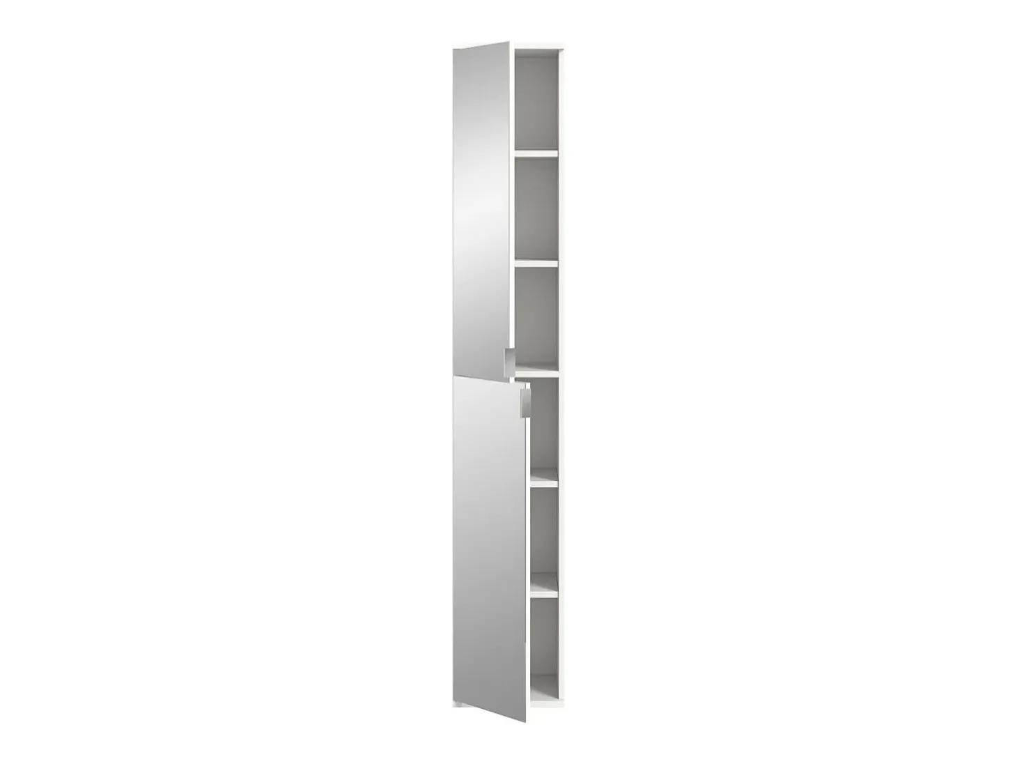 Armário de armazenamento BODITE – 2 portas com espelhos – Branco laqueado – Elegância e funcionalidade
