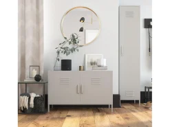 Armário de bar com 2 portas em MDF de carvalho cinzento
