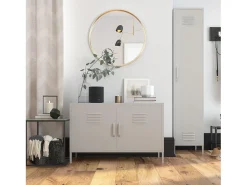 Armário de bar com 2 portas em MDF de carvalho cinzento