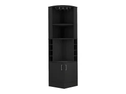 Armário de bar de canto Kava Beijing com prateleiras para garrafas , 180.6 cm X 46.9 cm X 46.9 cm , Preto