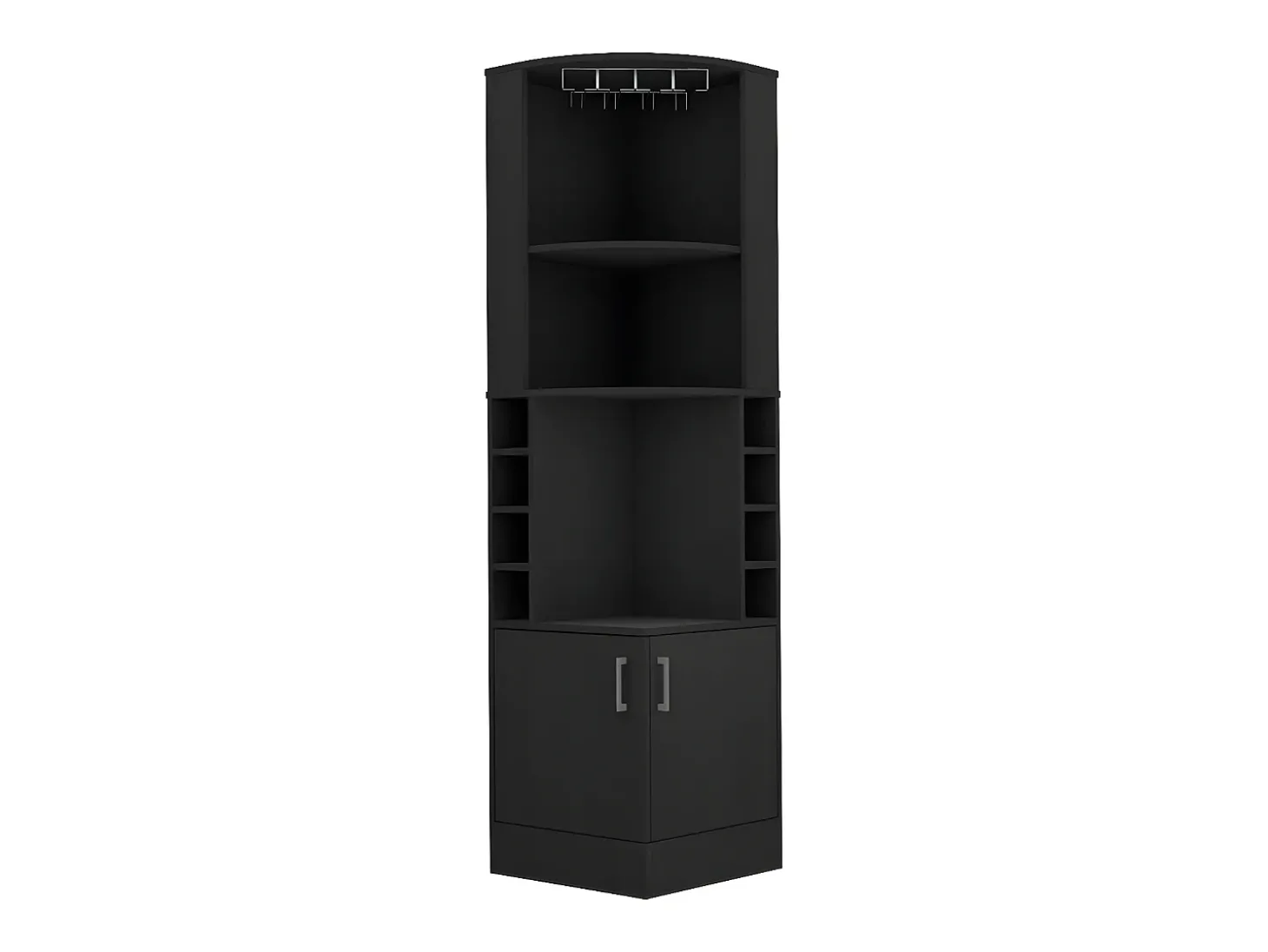 Armário de bar de canto Kava Beijing com prateleiras para garrafas , 180.6 cm X 46.9 cm X 46.9 cm , Preto