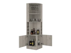 Armário de bar de canto Syrah, com suporte para copos, 180.59 cm X 46.73 cm X 46.73 cm , Branco