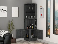 Armário de bar de canto Syrah com suporte para copos, 180.59 cm X 46.73 cm X 46.73 cm , castanho