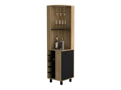 Armário de bar em melamina Kaia com 3 prateleiras, 9 suportes para copos, 10 suportes para garrafas, multicolor, 180 cm X 45 cm X 45 cm X 45 cm