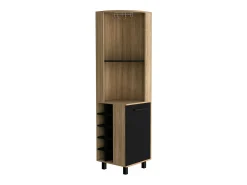 Armário de bar em melamina Kaia com 3 prateleiras, 9 suportes para copos, 10 suportes para garrafas, multicolor, 180 cm X 45 cm X 45 cm X 45 cm