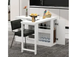 Armário de bar giratório preto - Mesa de bar com 2 portas de vidro e 2 compartimentos de arrumação abertos - tampo giratório