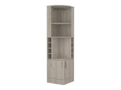 Armário de canto Syrah, com suporte para copos , 180.59 cm X 46.73 cm X 46.73 cm , Cinzento / prateado