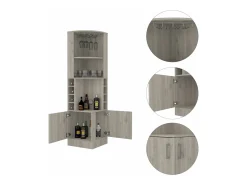 Armário de canto Syrah, com suporte para copos , 180.59 cm X 46.73 cm X 46.73 cm , Cinzento / prateado