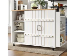 Armário de cozinha com porta - 110 x 42 x 90 cm - carrinho de cozinha com 3 gavetas - MDF - Branco