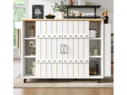 Armário de cozinha com porta - 110 x 42 x 90 cm - carrinho de cozinha com 3 gavetas - MDF - Branco