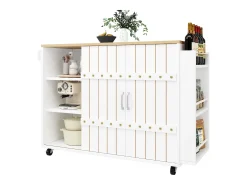 Armário de cozinha com porta - 110 x 42 x 90 cm - carrinho de cozinha com 3 gavetas - MDF - Branco