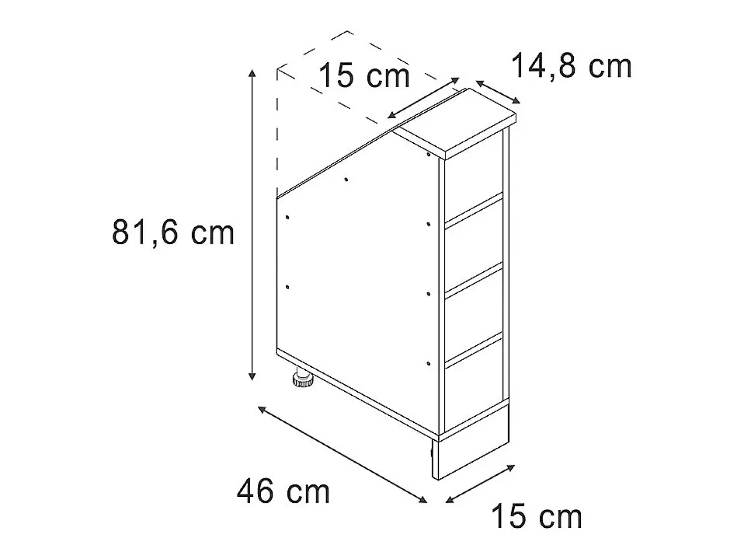 Armário de cozinha para sótão inclinado branco 15x46x81.8 r-line