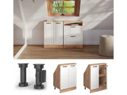Armário de cozinha para sótão inclinado casa de campo branca 60x46x81.6 r-line