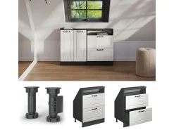 Armário de cozinha para sótão inclinado casa de campo branca 60x46x81.6 r-line