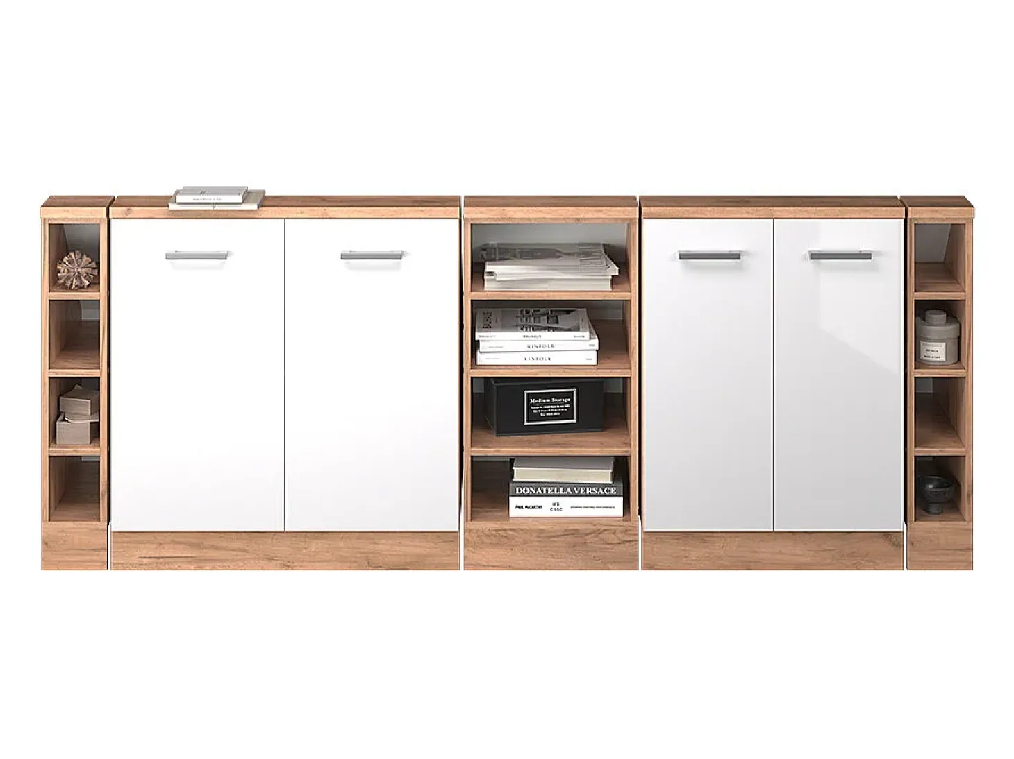 Armário de cozinha para sótão inclinado branco alto brilho 210x46x81.6 r-line