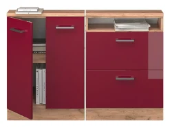 Armário de cozinha para sótão inclinado vermelho alto brilho 120x46x81.6 r-line