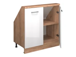 Armário de cozinha para sótão inclinado branco alto brilho 80x46x81.6 r-line