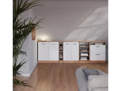 Armário de cozinha para sótão inclinado branco alto brilho 80x46x81.6 r-line