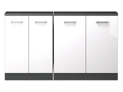 Armário de cozinha para sótão inclinado branco alto brilho 140x46x81.6 r-line