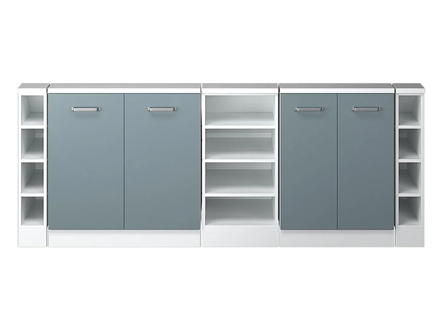 Armário de cozinha para sótão inclinado azul-cinza 210x46x81.6 r-line