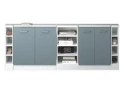 Armário de cozinha para sótão inclinado azul-cinza 210x46x81.6 r-line