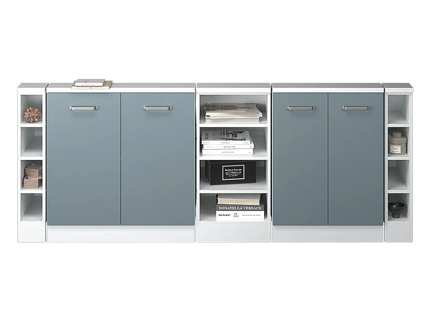 Armário de cozinha para sótão inclinado azul-cinza 210x46x81.6 r-line