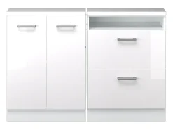Armário de cozinha para sótão inclinado branco alto brilho 120x46x81.6 r-line