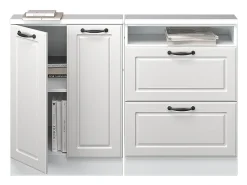 Armário de cozinha para sótão inclinado casa de campo branca 120x46x81.6 r-line