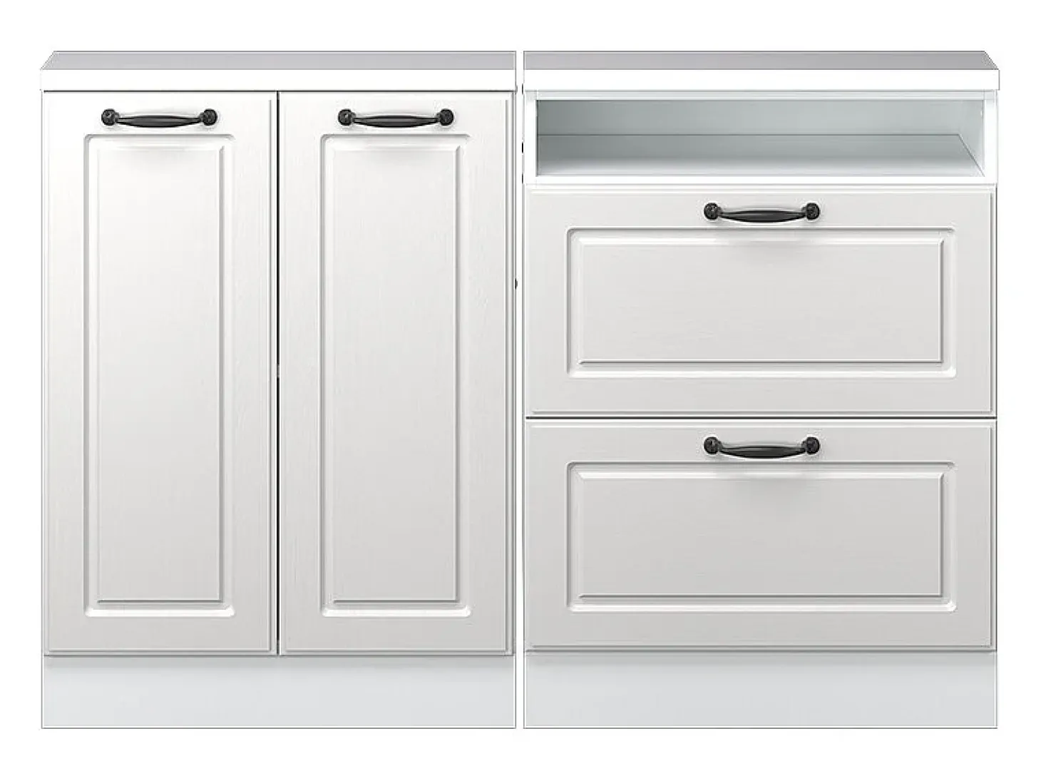 Armário de cozinha para sótão inclinado casa de campo branca 120x46x81.6 r-line