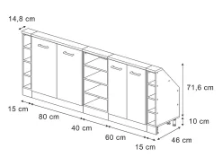 Armário de cozinha para sótão inclinado carvalho goldkraft 210x46x81.6 r-line
