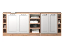 Armário de cozinha para sótão inclinado casa de campo branca 210x46x81.6 r-line